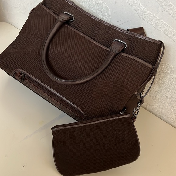 TUMI Women’s Brown Soft Multi Pocket Top Handle Crossbody Computer Bag w/ Pouch - Picture 8 of 12